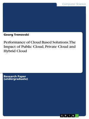 cover image of Performance of Cloud Based Solutions. the Impact of  Public Cloud, Private Cloud and Hybrid Cloud